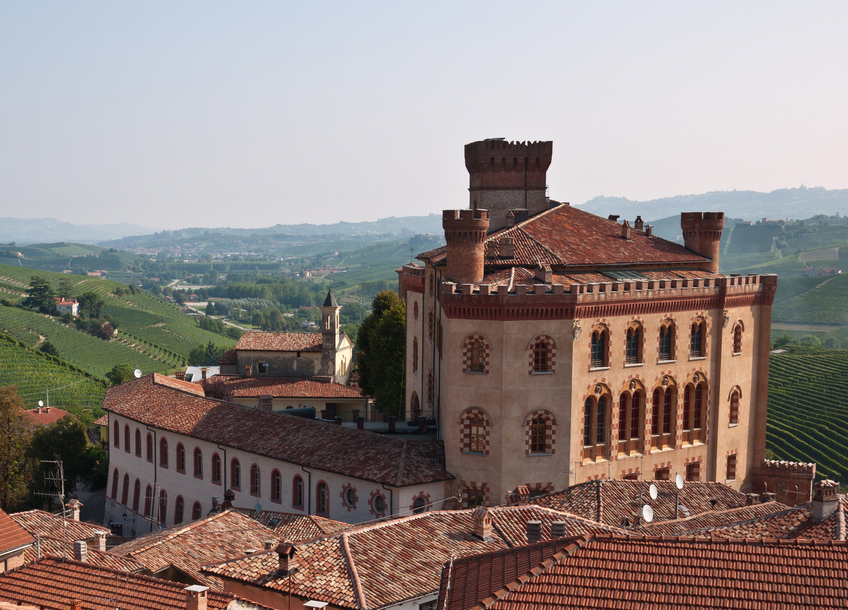 View of the castle in Barolo from the roof deck of the apartment we rented.